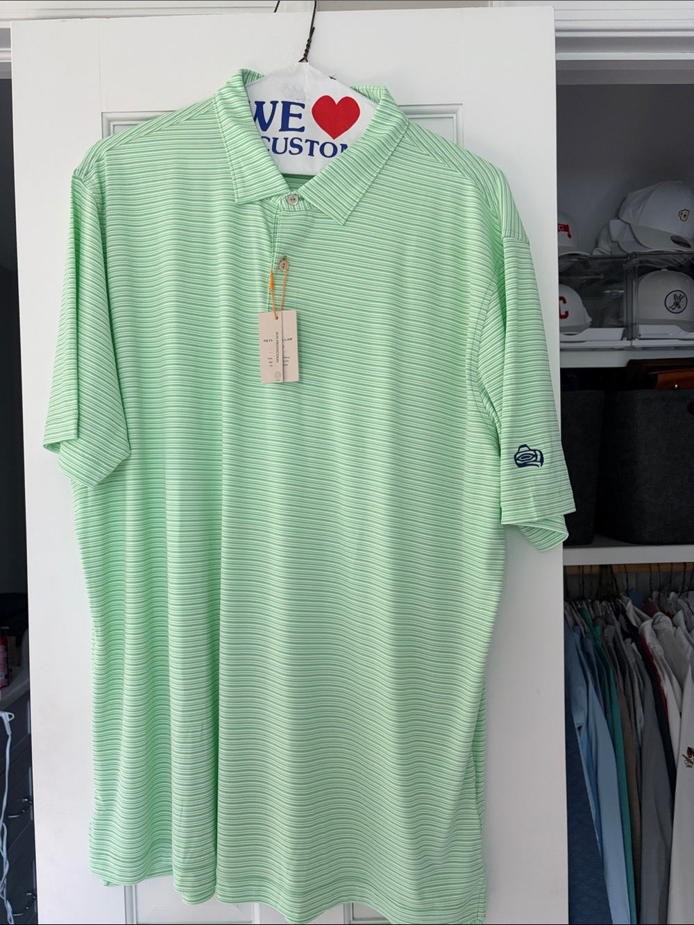 Peter Millar Mint Green Striped Polo
